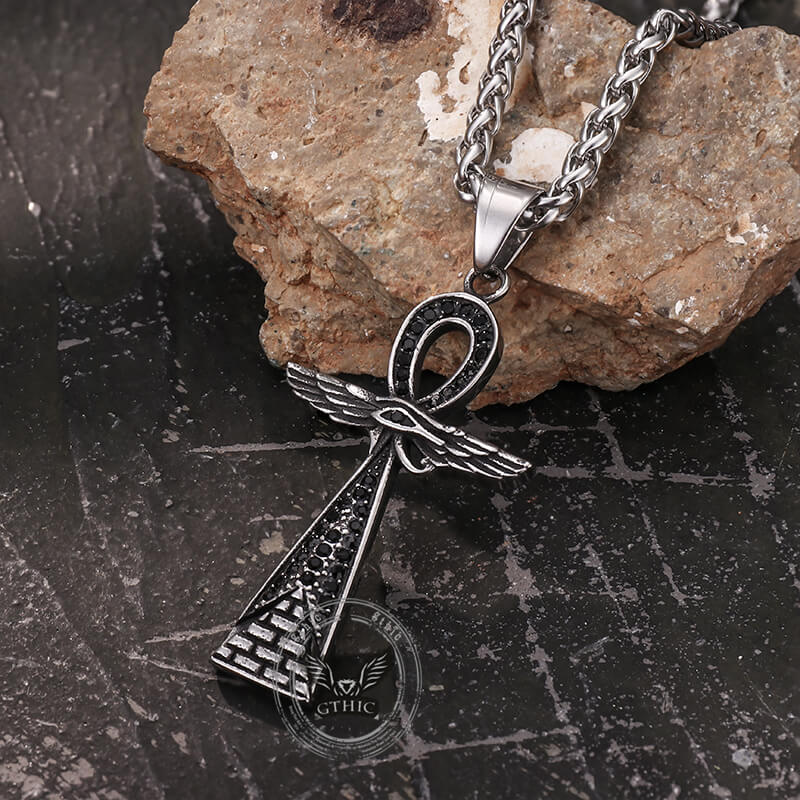 Cross Pyramid Horus Eye Stainless Steel Pendant