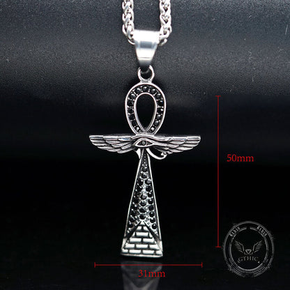 Cross Pyramid Horus Eye Stainless Steel Pendant