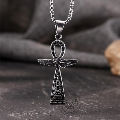 Cross Pyramid Horus Eye Stainless Steel Pendant