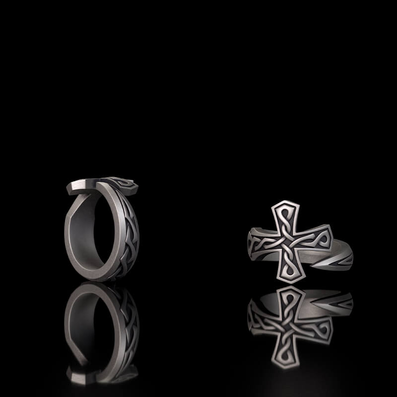 Cross Sword Sterling Silver Open Ring
