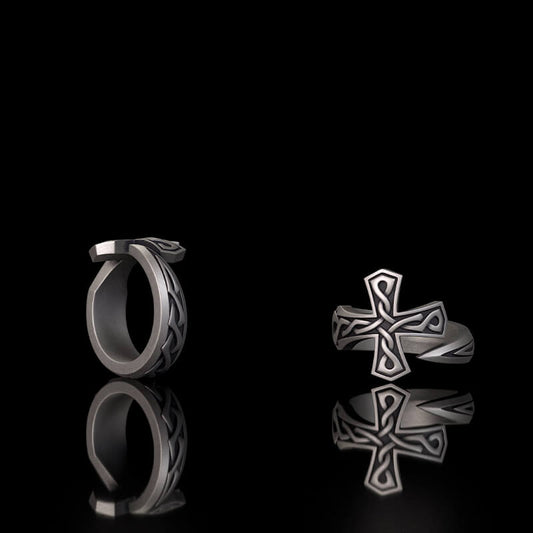 Cross Sword Sterling Silver Open Ring