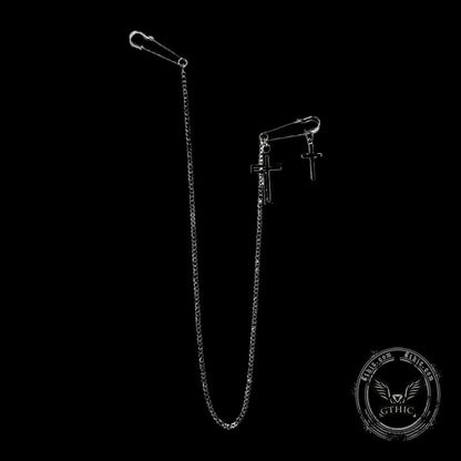 Cross Tassel Chain Brooch