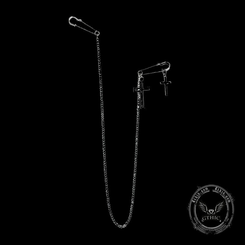 Cross Tassel Chain Brooch