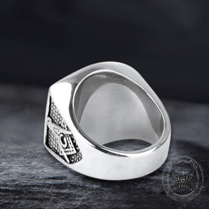Crown Cross Stainless Steel Masonic Ring