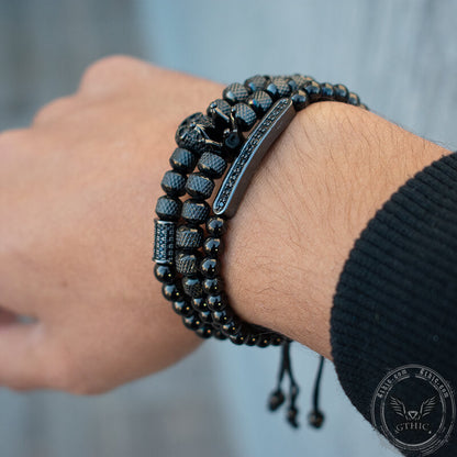 Crown Stainless Steel Skull Bracelet Set