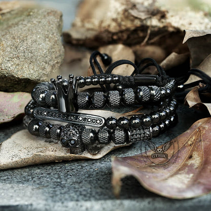 Crown Stainless Steel Skull Bracelet Set