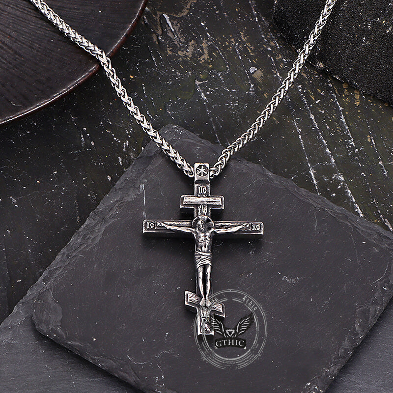 Crucifixion of Jesus Stainless Steel Cross Pendant