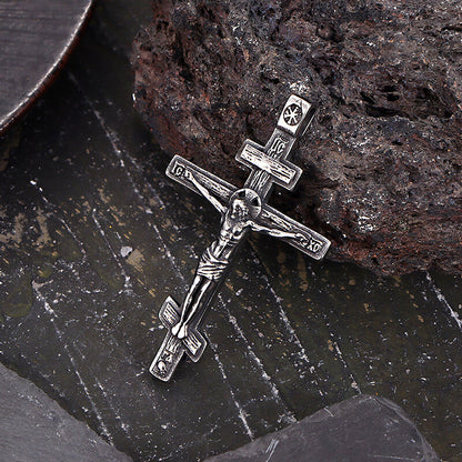 Crucifixion of Jesus Stainless Steel Cross Pendant