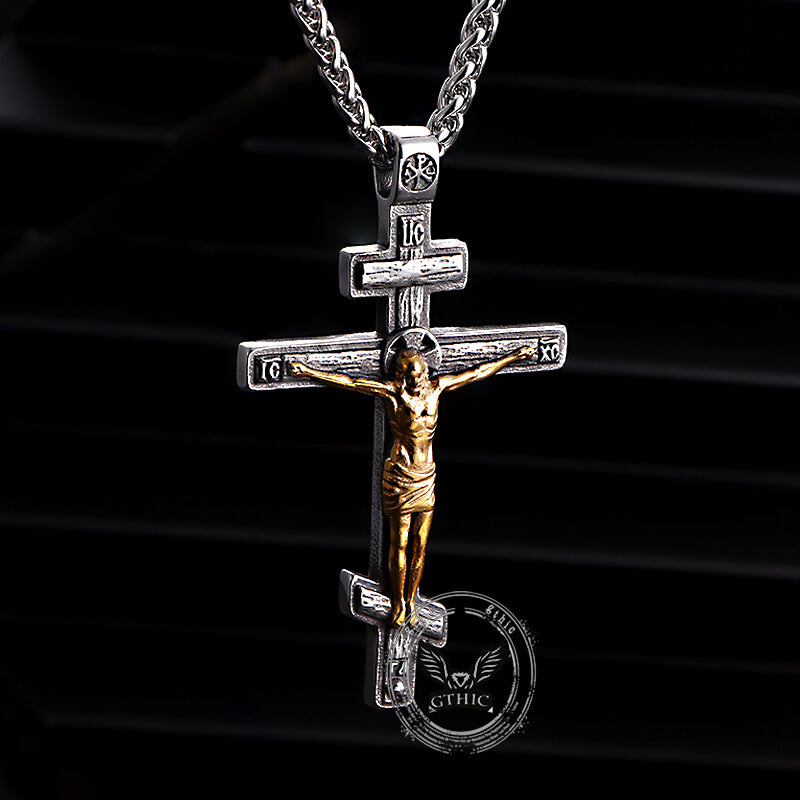 Crucifixion of Jesus Stainless Steel Cross Pendant