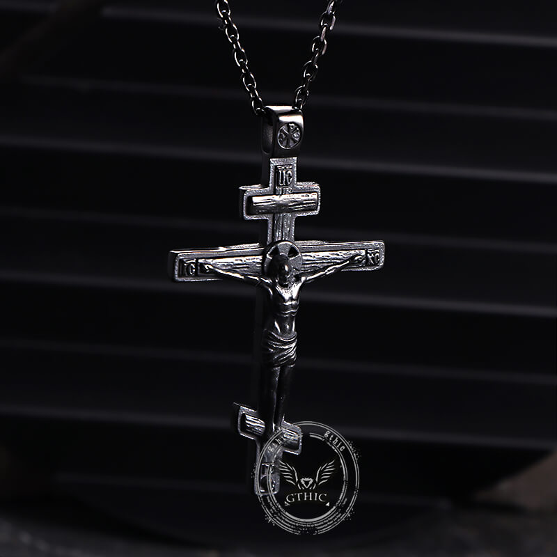 Crucifixion of Jesus Stainless Steel Cross Pendant