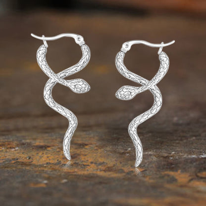 Curled Snake Stainless Steel Stud Earrings