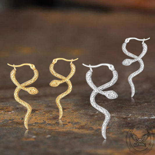 Curled Snake Stainless Steel Stud Earrings