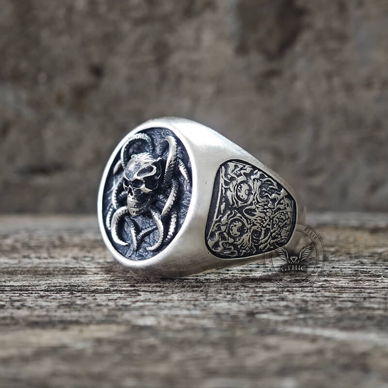 Demon Skull Silver Ring