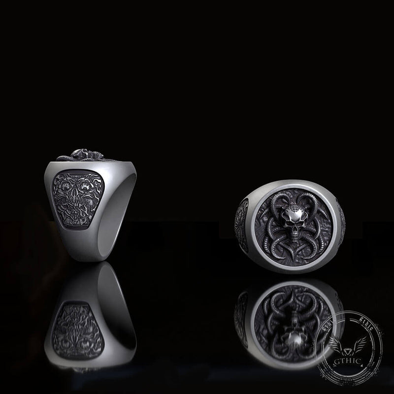 Demon Skull Silver Ring