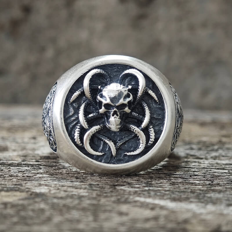 Demon Skull Silver Ring