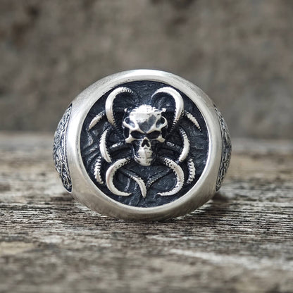 Demon Skull Silver Ring