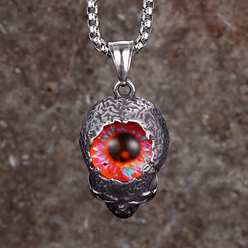 Devil Eye Stainless Steel Skull Pendant