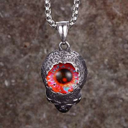 Devil Eye Stainless Steel Skull Pendant