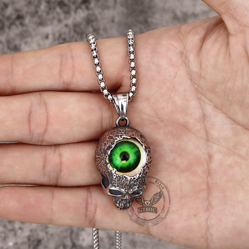 Devil Eye Stainless Steel Skull Pendant