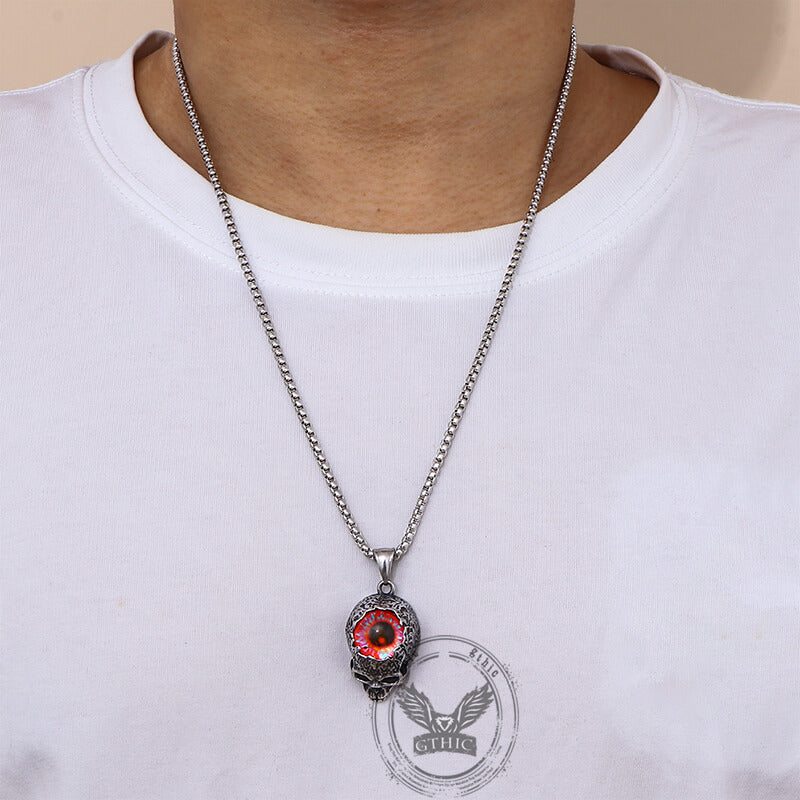 Devil Eye Stainless Steel Skull Pendant