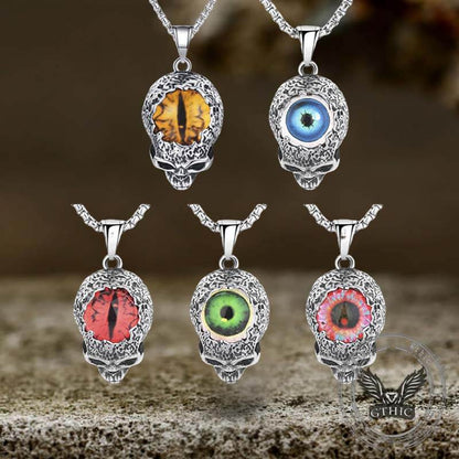 Devil Eye Stainless Steel Skull Pendant