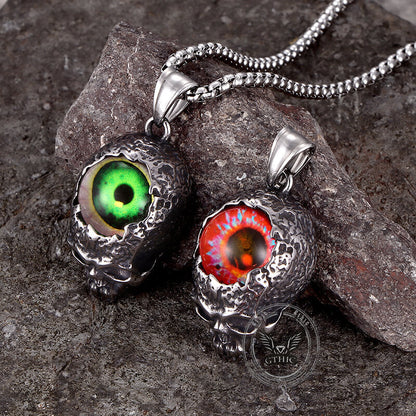 Devil Eye Stainless Steel Skull Pendant
