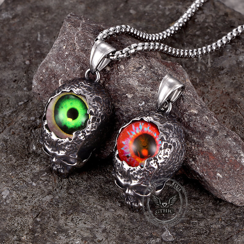 Devil Eye Stainless Steel Skull Pendant