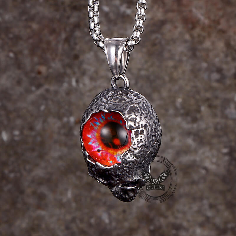 Devil Eye Stainless Steel Skull Pendant