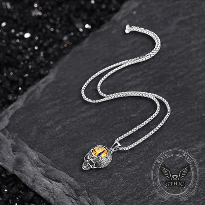 Devil Eye Stainless Steel Skull Pendant