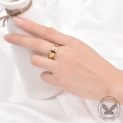 Dog Paw Print Stainless Steel Spinner Ring