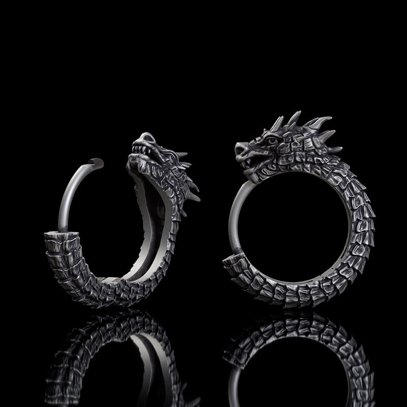 Dragon Sterling Silver Huggie Earrings