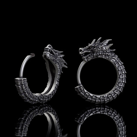 Dragon Sterling Silver Huggie Earrings