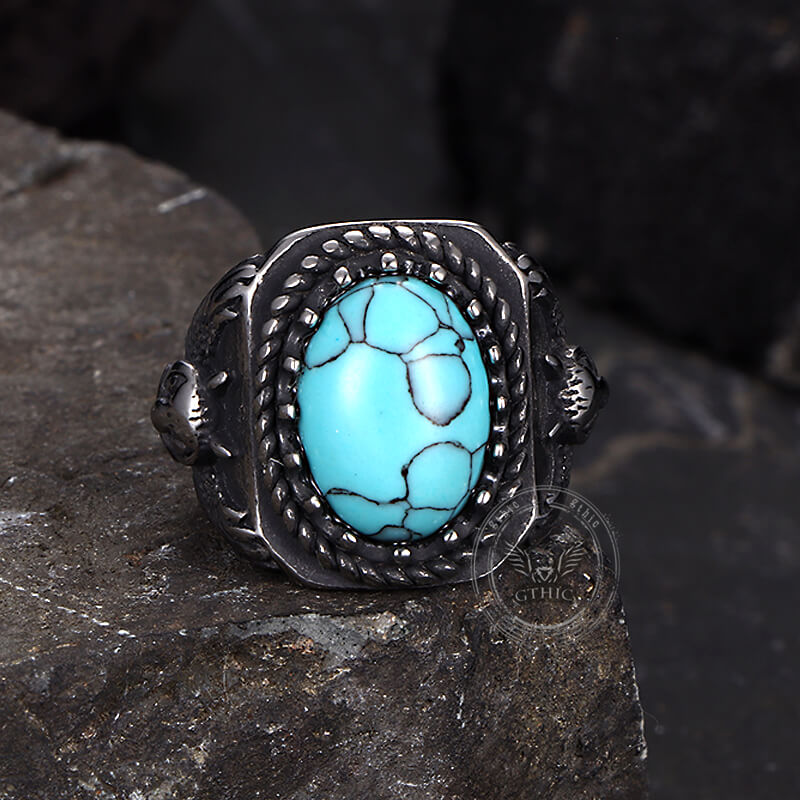 Eagle Turquoise Stainless Steel Animal Ring