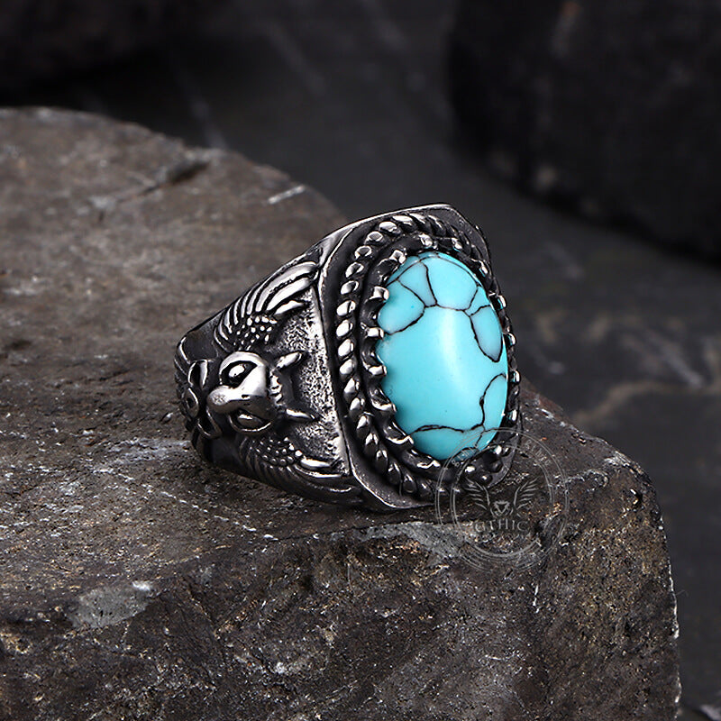 Eagle Turquoise Stainless Steel Animal Ring