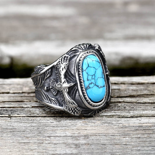 Eagle Turquoise Stainless Steel Ring
