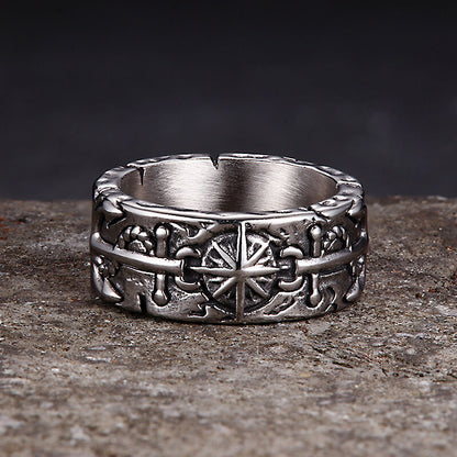 Eight-pointed Star Pirate Anchor Stainless Steel Ring