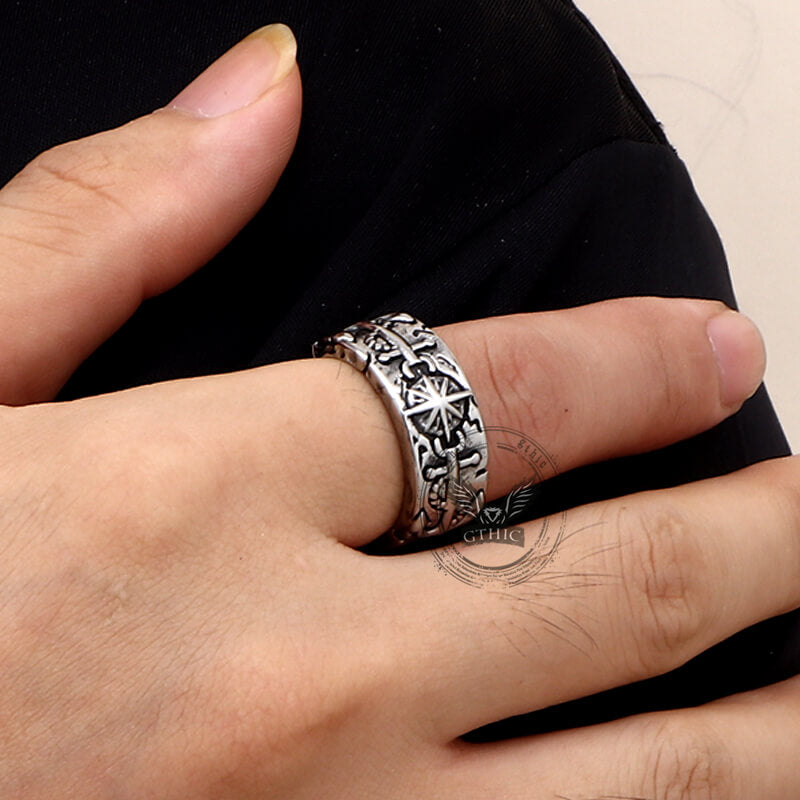 Eight-pointed Star Pirate Anchor Stainless Steel Ring
