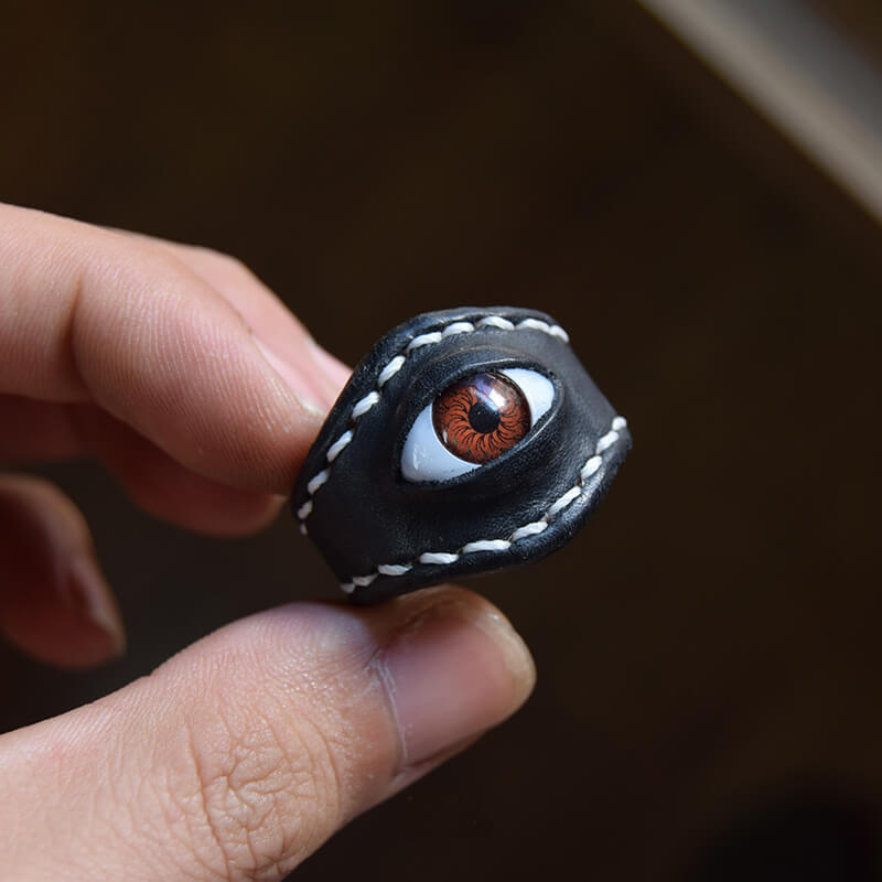Evil Eye Leather Scarf Ring