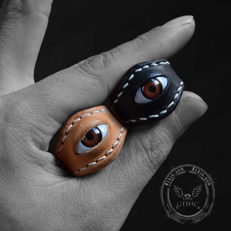 Evil Eye Leather Scarf Ring