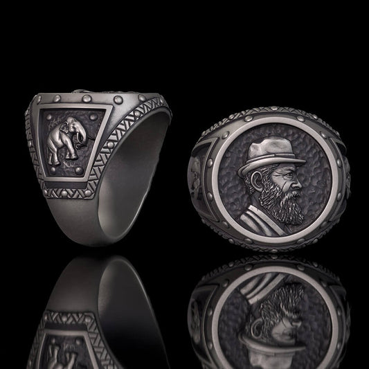Explorer Elephant Sterling Silver Ring