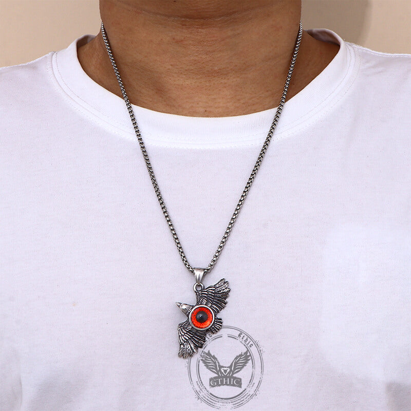 Falcon Wings Devil Eye Stainless Steel Pendant