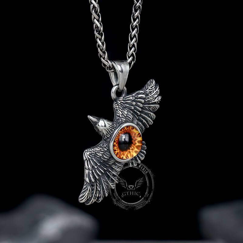 Falcon Wings Devil Eye Stainless Steel Pendant