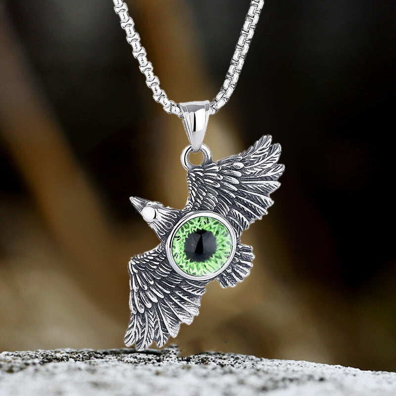Falcon Wings Devil Eye Stainless Steel Pendant