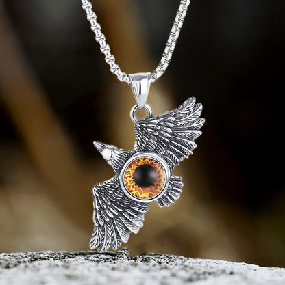 Falcon Wings Devil Eye Stainless Steel Pendant