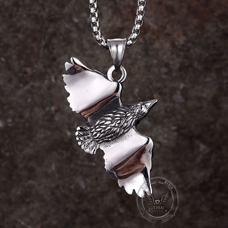 Falcon Wings Devil Eye Stainless Steel Pendant