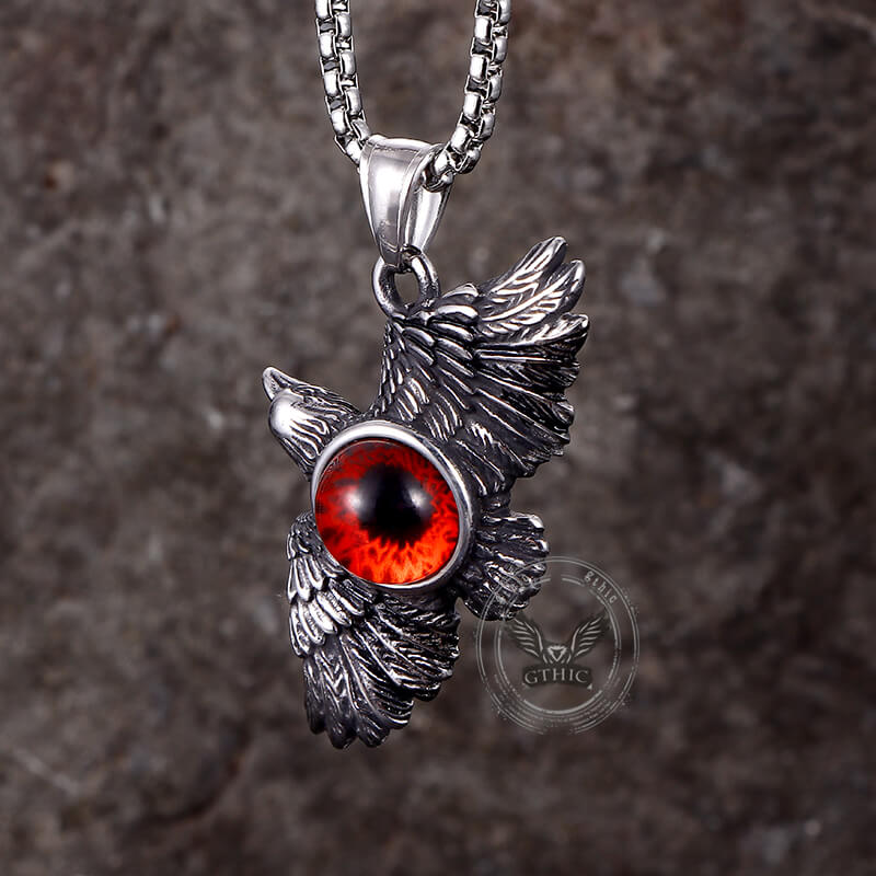 Falcon Wings Devil Eye Stainless Steel Pendant
