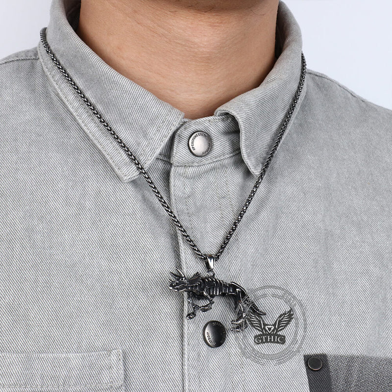 Ferocious Dinosaur Stainless Steel Pendant