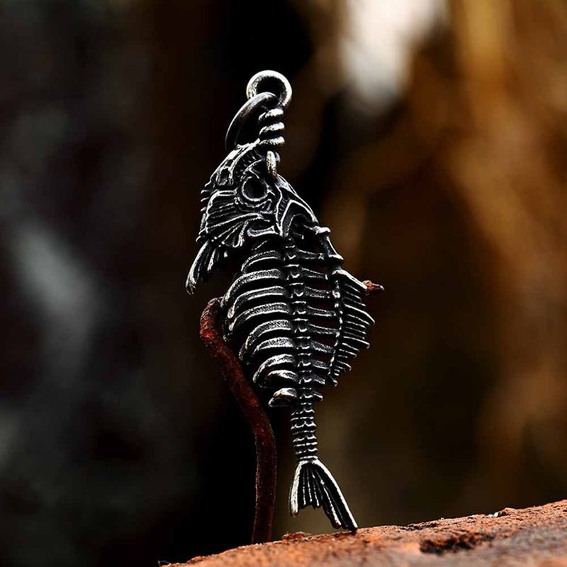 Fish Skeleton Stainless Steel Pendant