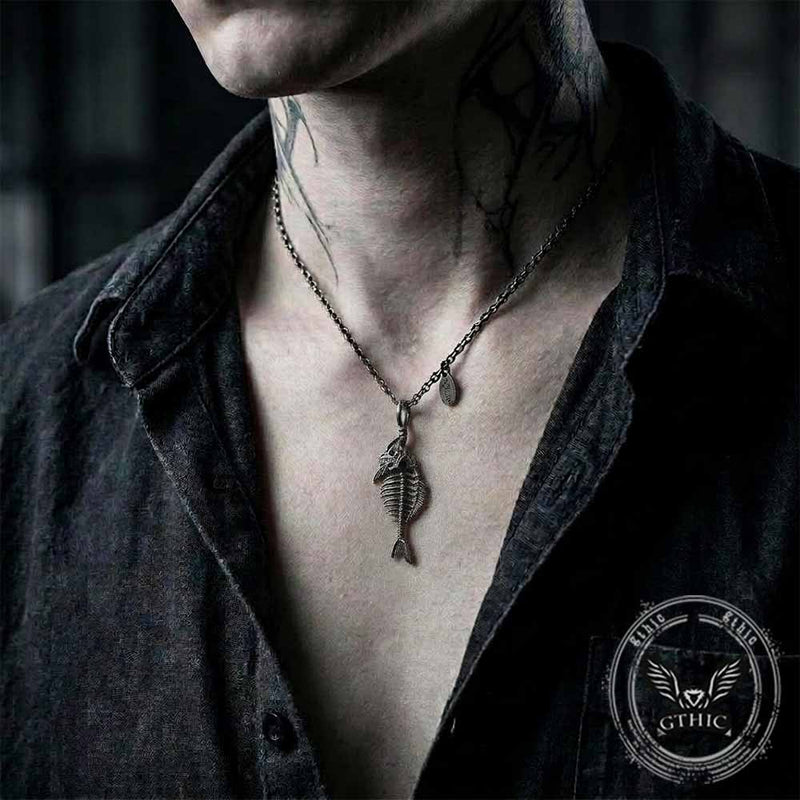 Fish Skeleton Stainless Steel Pendant
