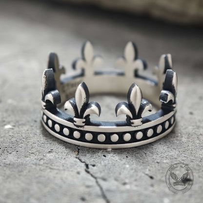Fleur-de-lis Crown Sterling Silver Ring
